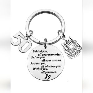 ❤50th Birthday Keychain Stainless Steel Nickel-free Lead-free Hypoallergenic